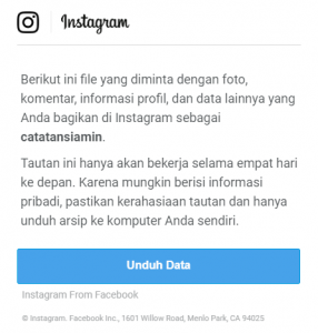 Cara membuka data unduhan instagram
